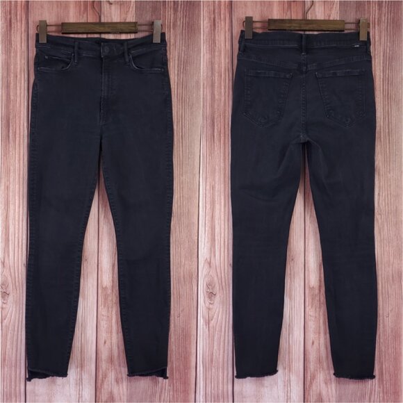 Mother Stunner Zip Ankle Step Fray Not Guilty Womens Size 29 Black Raw Hem Jeans - Picture 1 of 14